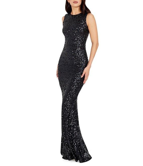 Dress the Population Leighton Sequin Round Neck Sleeveless Mermaid Gown Product Image