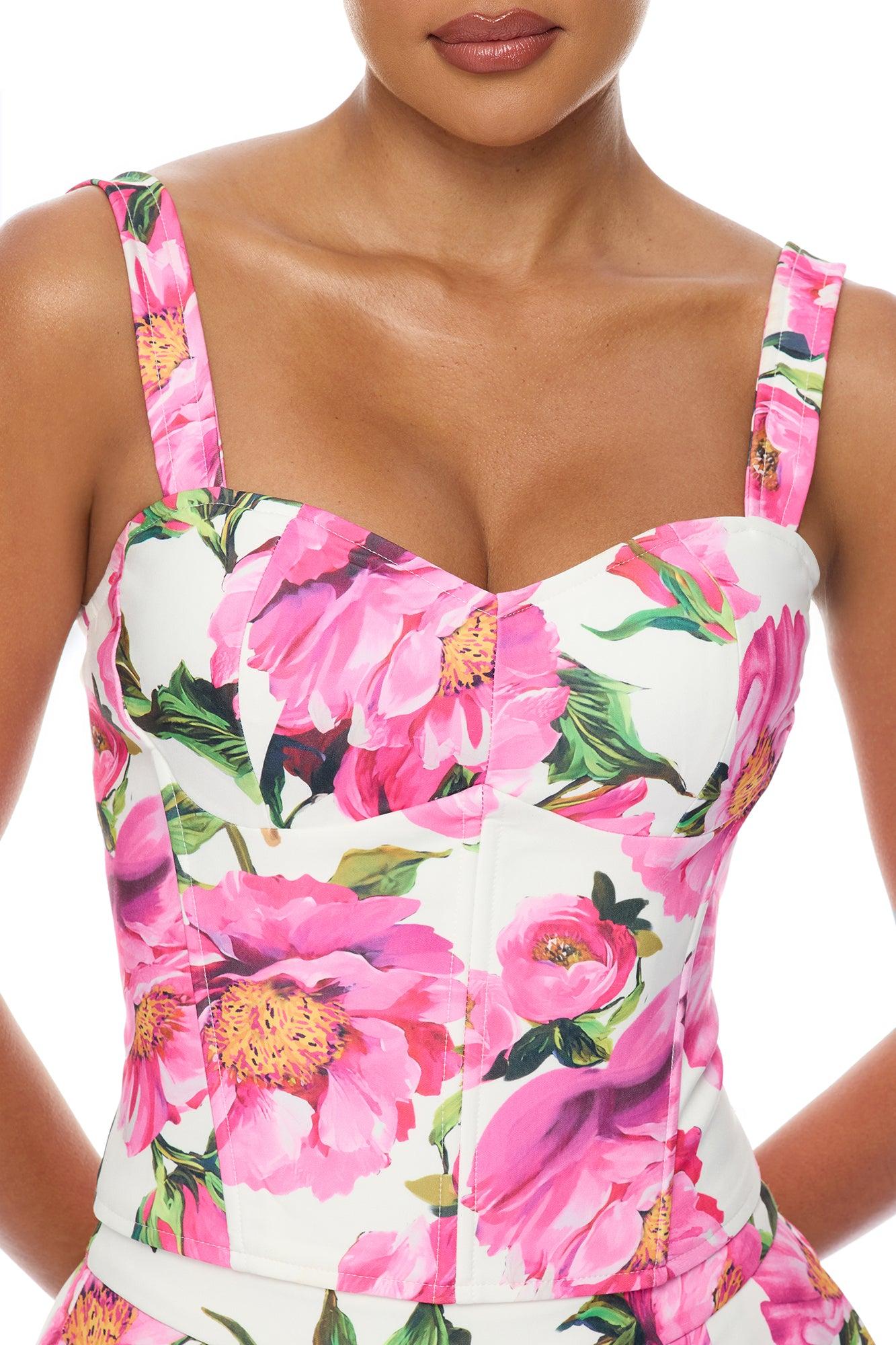 Meadow Muse Corset Skirt Set - Pink/combo Female Product Image