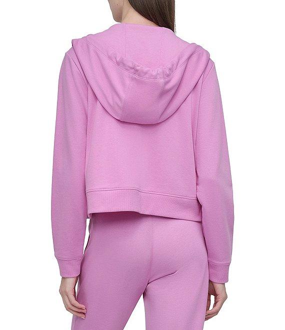 DKNY by Donna Karan Bubble Logo Knit Drawstring Long Sleeve Front Zip Hoodie Jacket Product Image