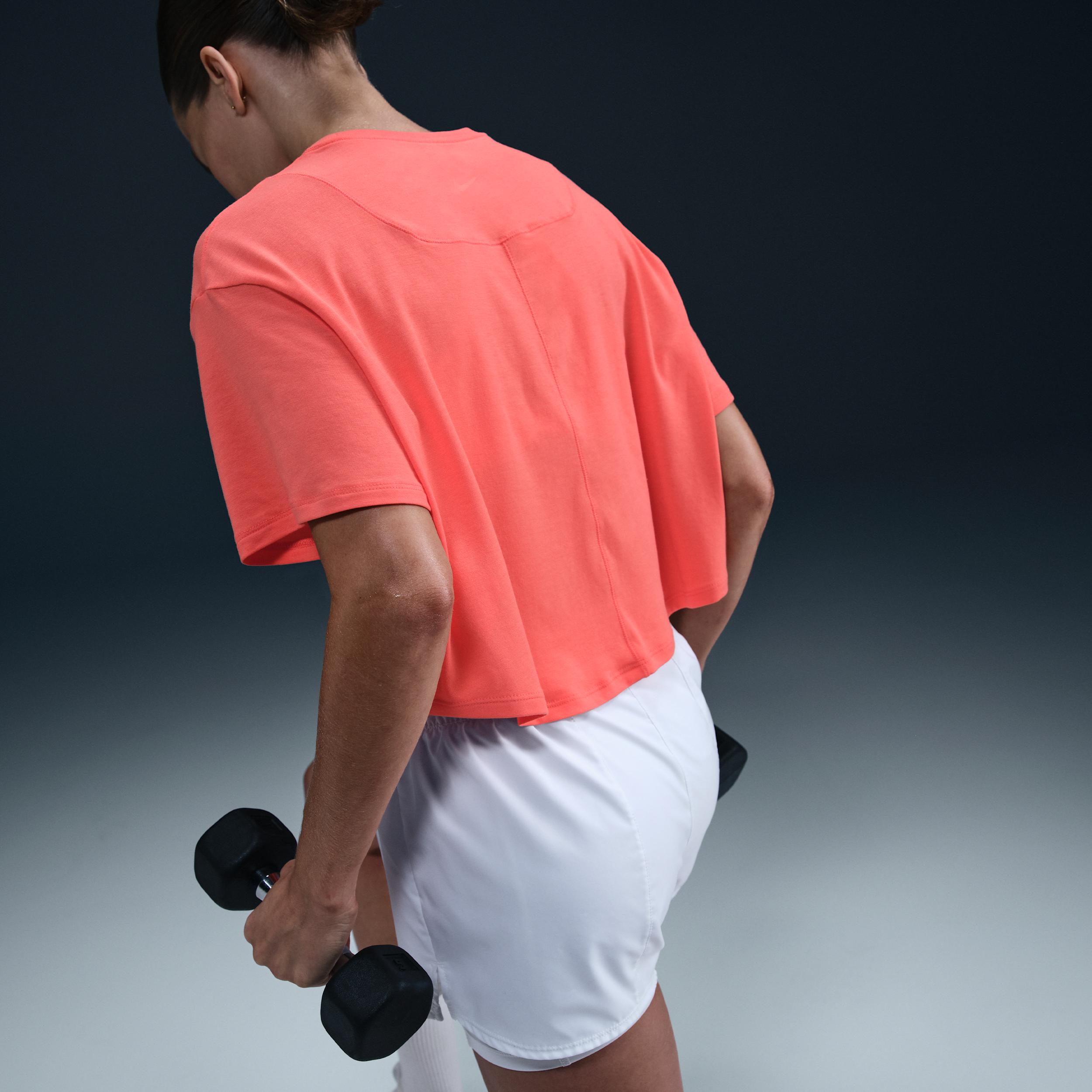 Nike Womens One Relaxed Dri-FIT Cropped Short-Sleeve Top | HJ1065-814 Product Image