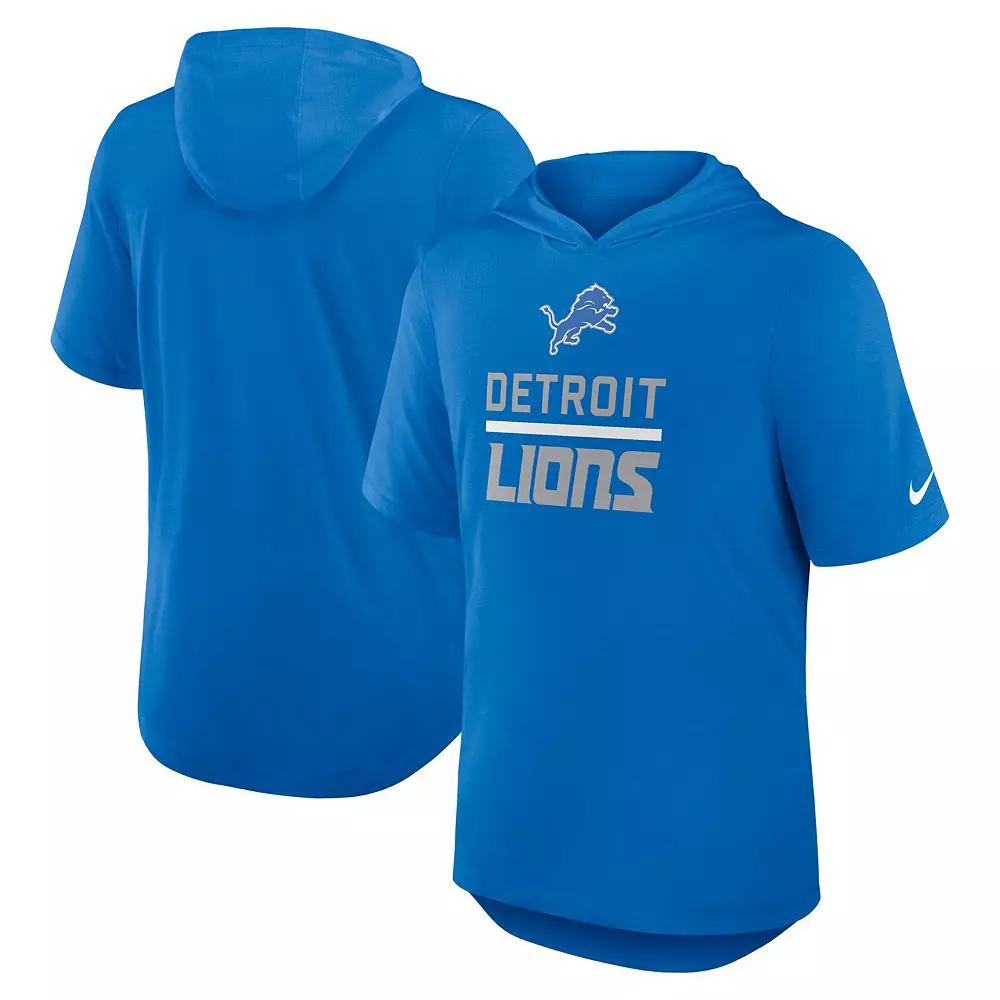 Men's Nike Blue Detroit Lions Lockup Tri-Blend Hoodie T-Shirt,  Product Image