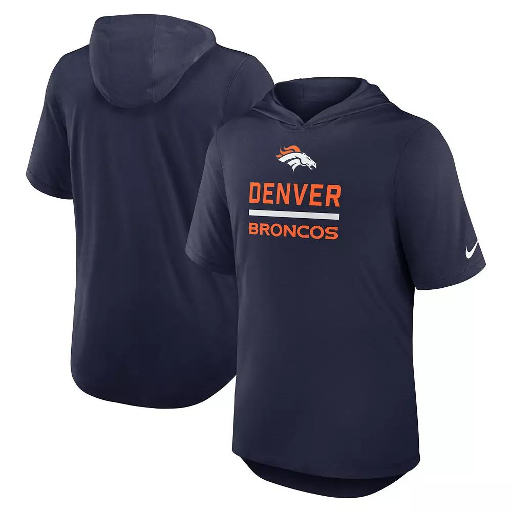 Men's Nike Navy Denver Broncos Lockup Tri-Blend Hoodie T-Shirt,  Product Image