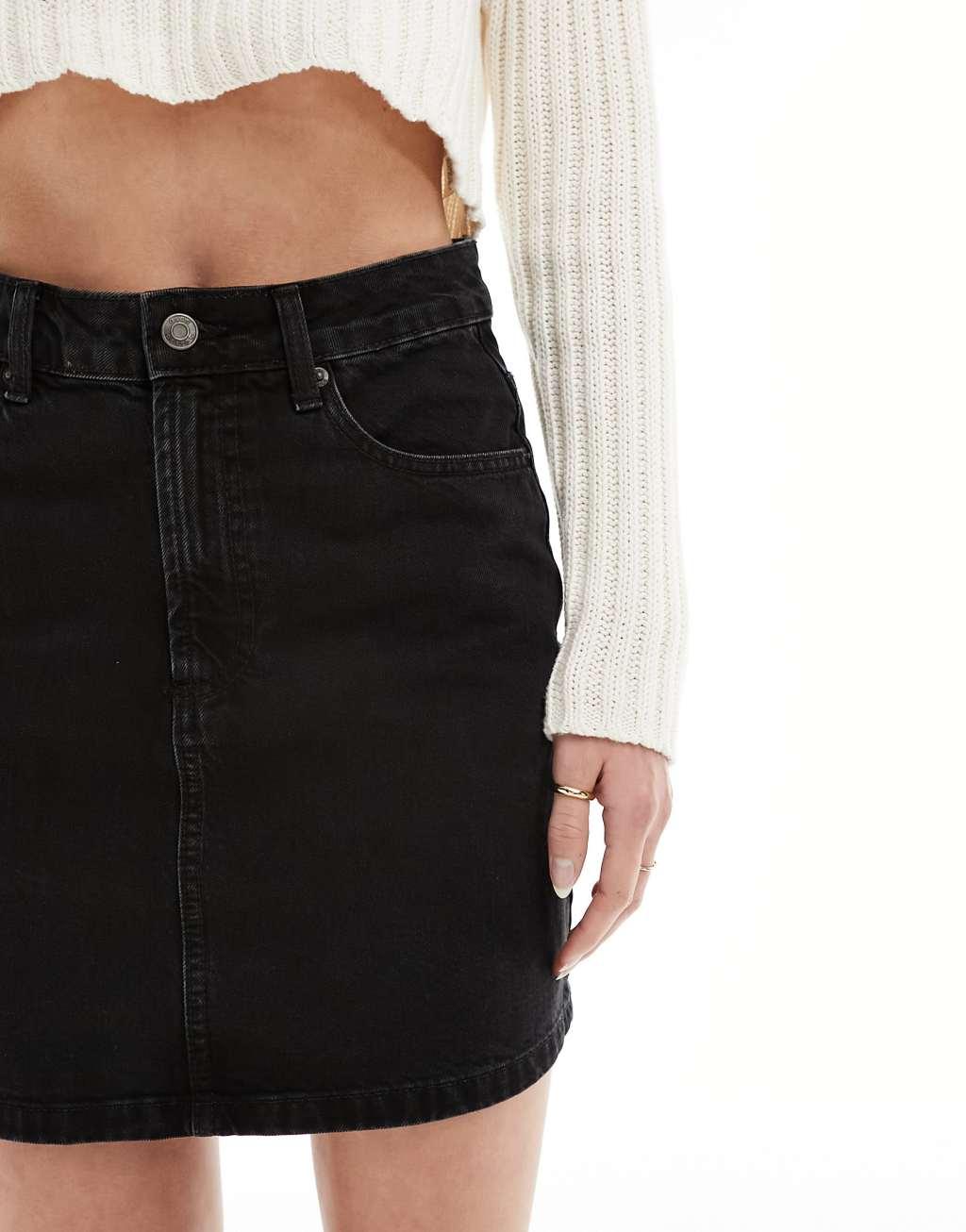 ASOS DESIGN Tall denim high waist mini skirt Product Image