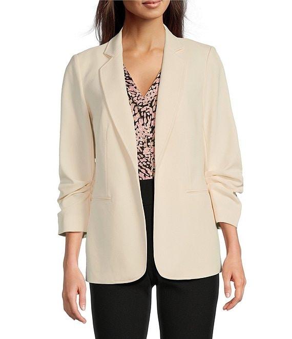 Jones New York Printed Moss Crepe Pleat Front V-Neck Sleeveless Blouse Product Image