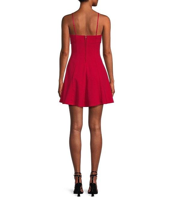 Honey and Rosie Solid Scuba Crepe Bow Front A-Line Dress Product Image