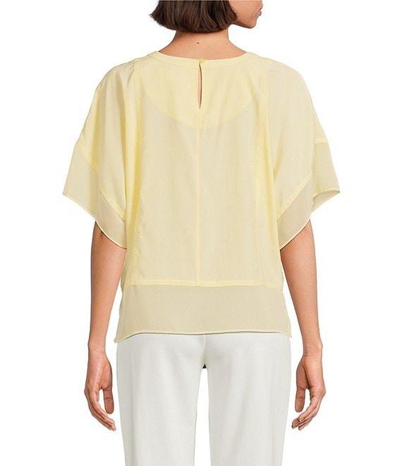 DKNY by Donna Karan Mixed Media Crew Neck Dolman Short Sleeve Top Product Image