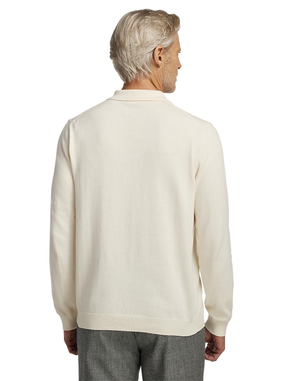 Cotton Button Front Polo - Ivory Product Image