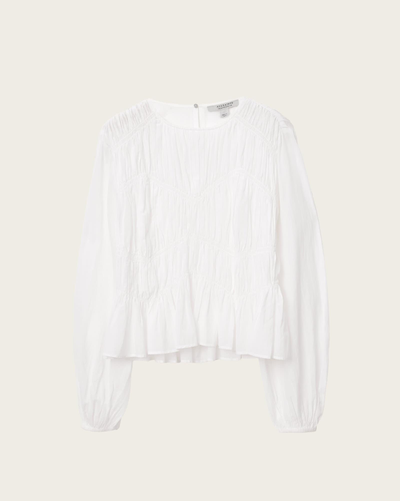 Melani Round Neck Gathered Top ANTIQUE WHITE | ALLSAINTS US Product Image