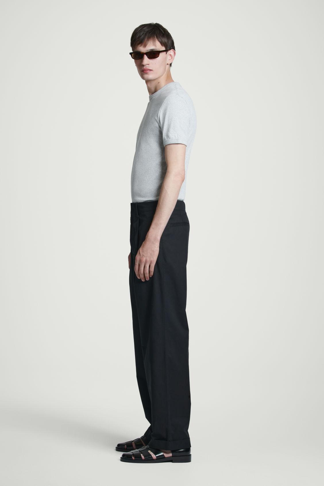 TAPERED COTTON TURN-UP PANTS Product Image