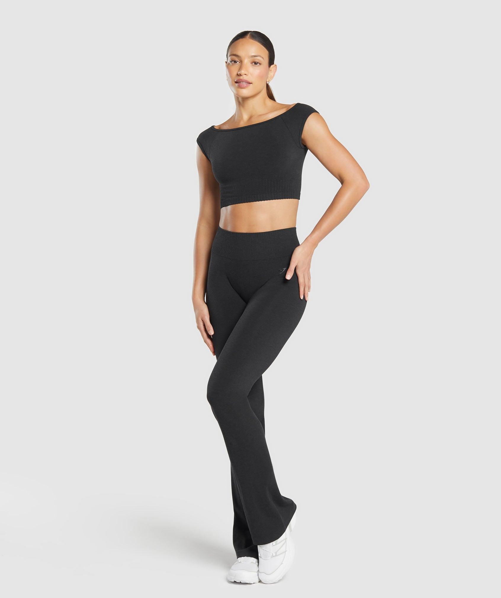 Gymshark Luxe Seamless Boat Neck Crop Top - Coal Marl Female Product Image