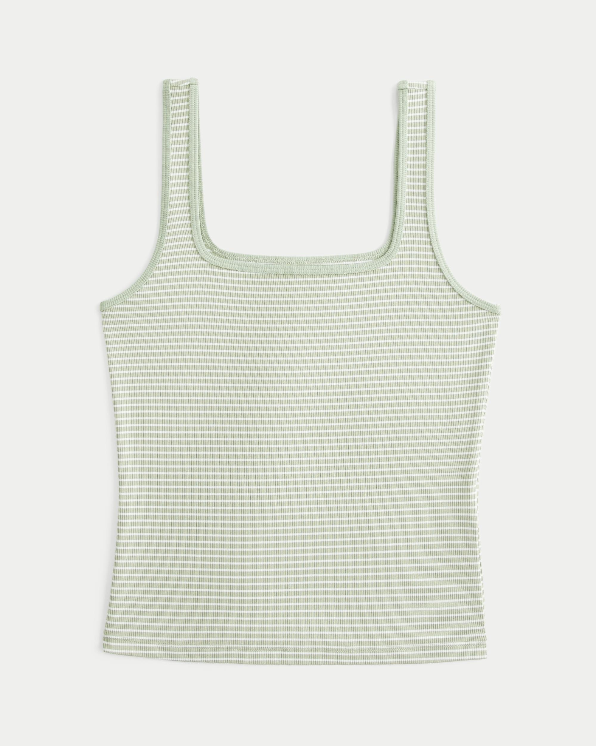 Ribbed Seamless Fabric Square-Neck Tank Product Image