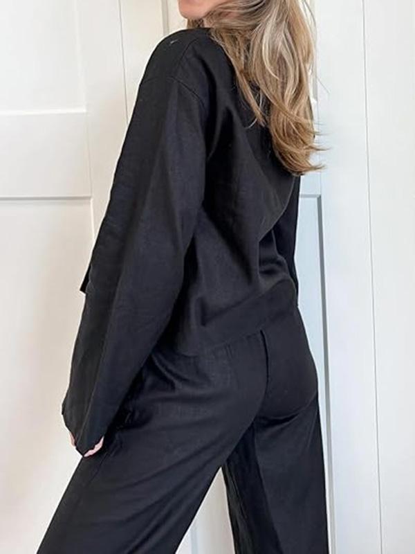 Lace-Up Solid Color V-Neck Blouses&Shirts Tops Product Image