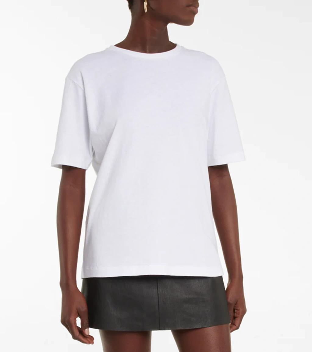 KHAITE Womens White Mae Brand-patch Cotton-jersey T-shirt In Cream Product Image