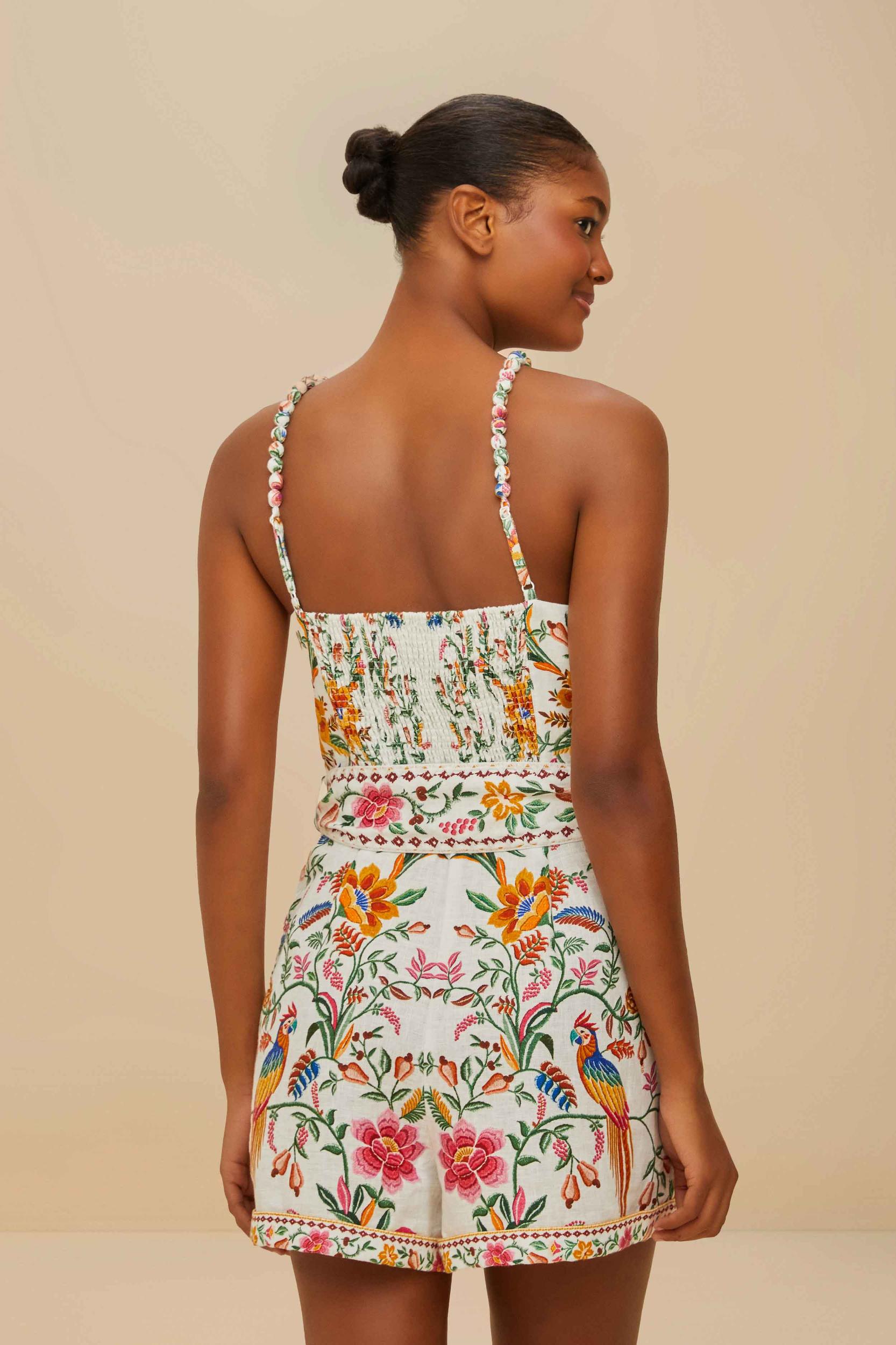 Off-White Delicate Forest Euroflax™ Premium Linen Romper Product Image