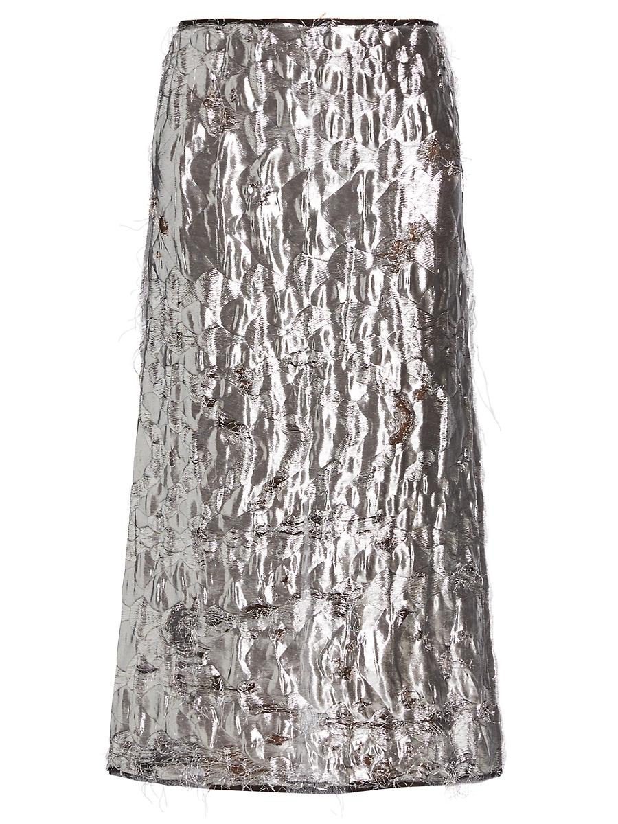 Womens Metallic Jacquard Midi-Skirt Product Image