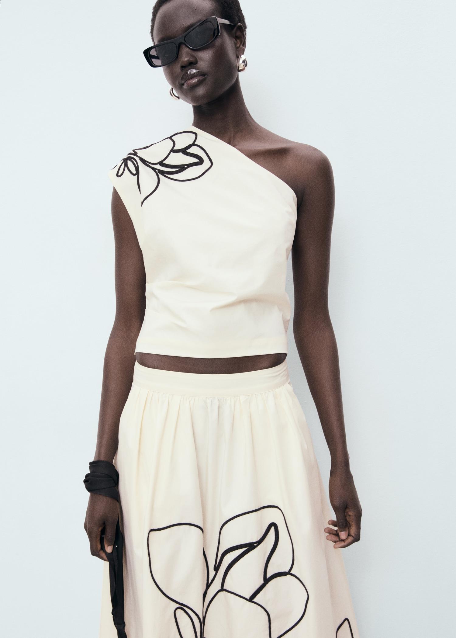 Embroidered cotton skirt - Women | MANGO USA Product Image