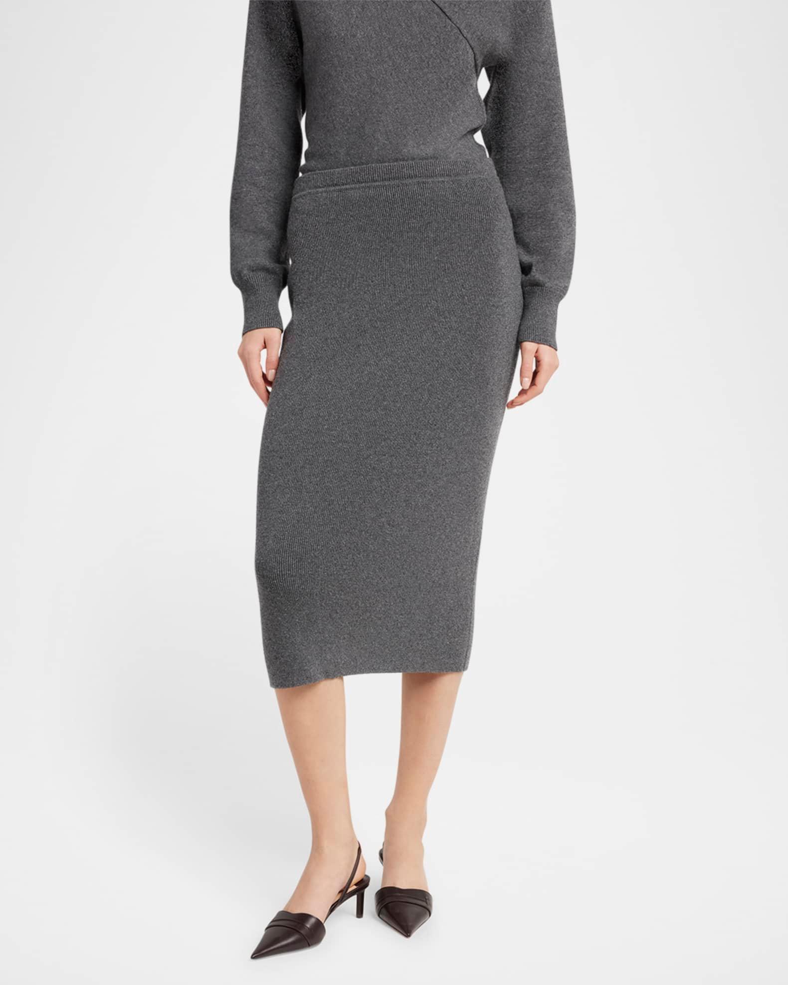 Fine Cashmere-Cotton Rib Pencil Skirt Product Image