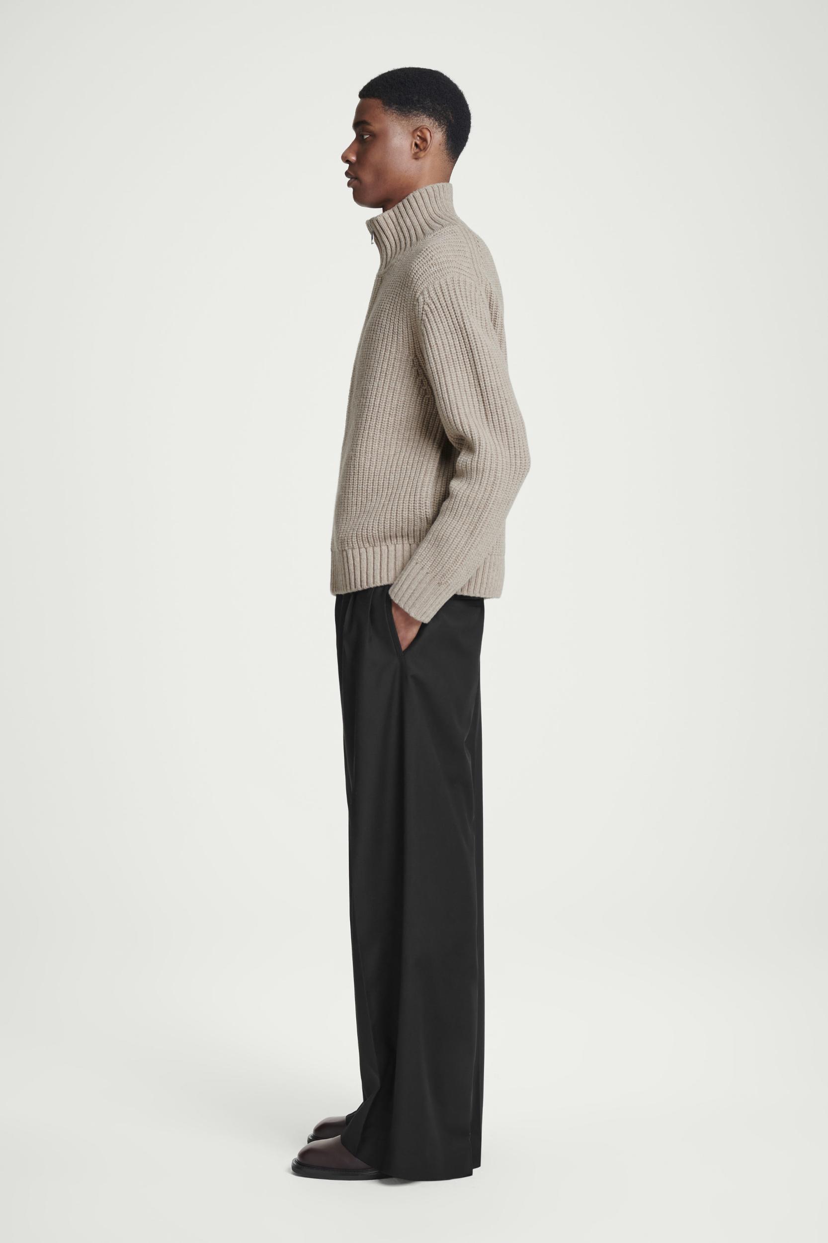 FUNNEL-NECK KNITTED WOOL JACKET Product Image