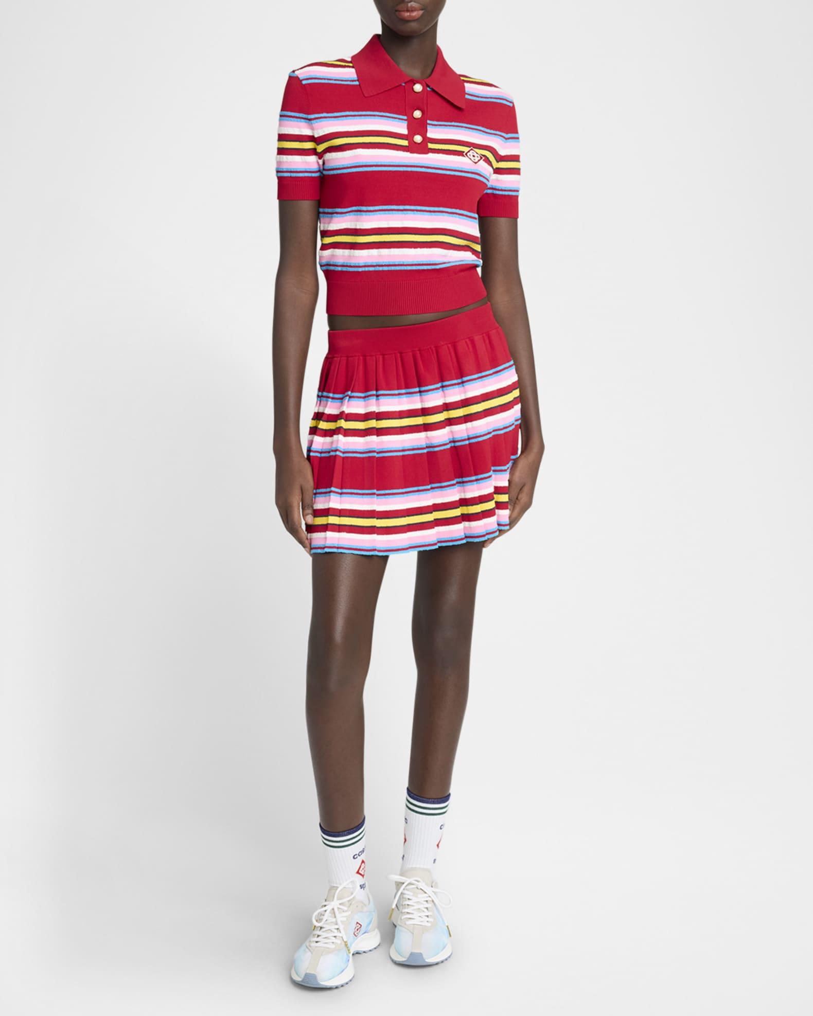 Stripe Pleated Logo Patch Mini Skirt Product Image