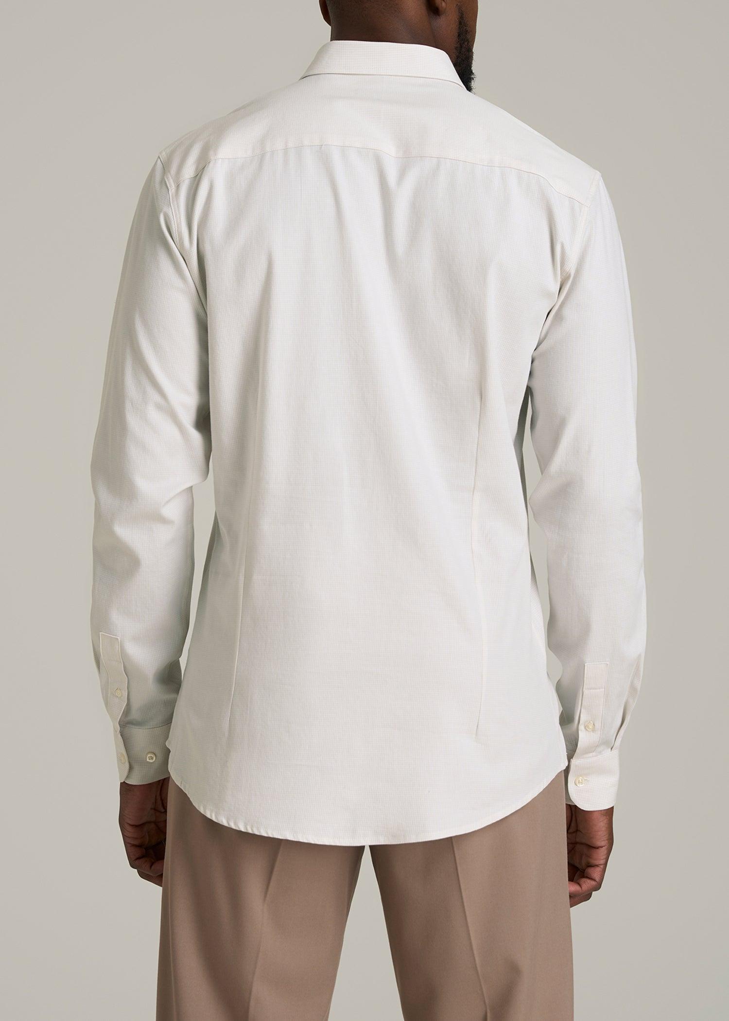 Oskar Button-Up Dress Shirt for Tall Men in Beige Mini Gingham Male Product Image