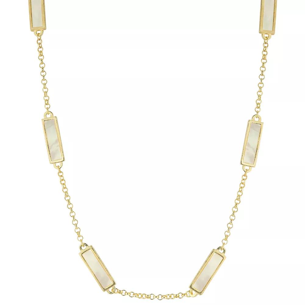 Sunkissed Sterling Mother-of-Pearl Bar Necklace, Womens, Gold Tone Product Image