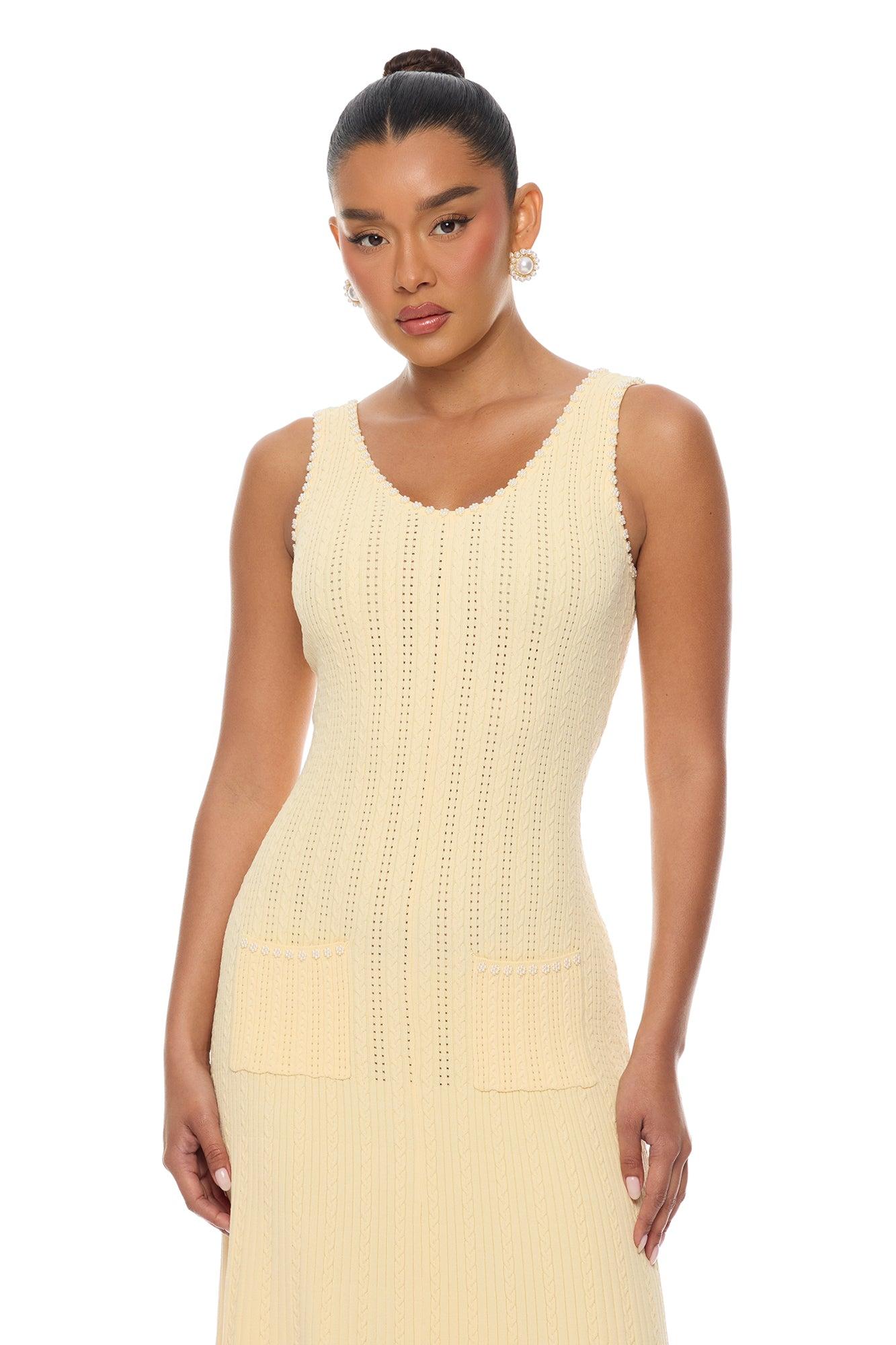 Sweet As Honey Embellished Maxi Dress - Butter Yellow Female Product Image