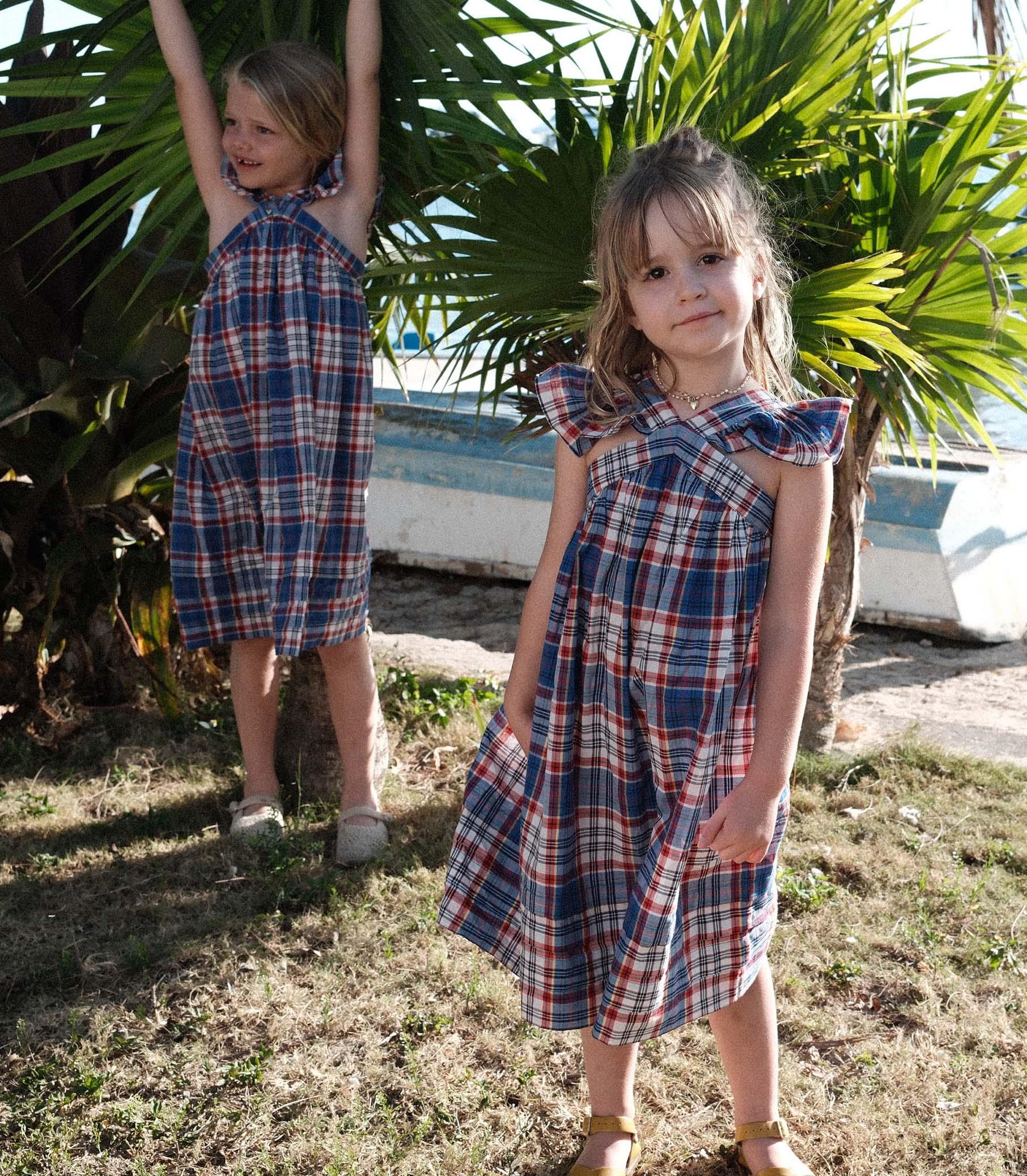LITTLE NISHA DRESS -- COTE D’AZUR PLAID Product Image