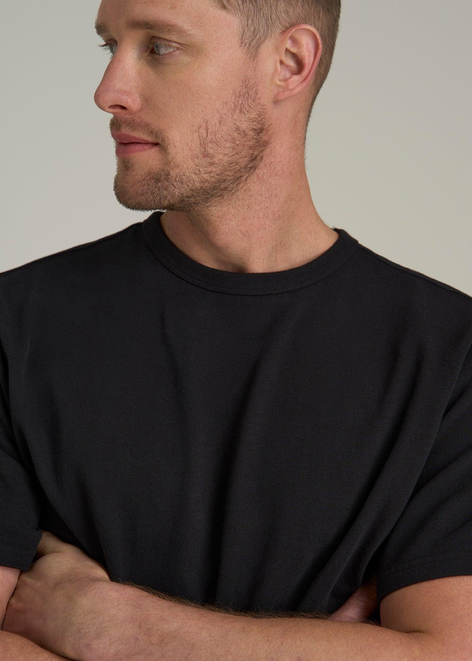 LJ&S Heavyweight Relaxed Fit Tee for Tall Men in Vintage Black Male Product Image