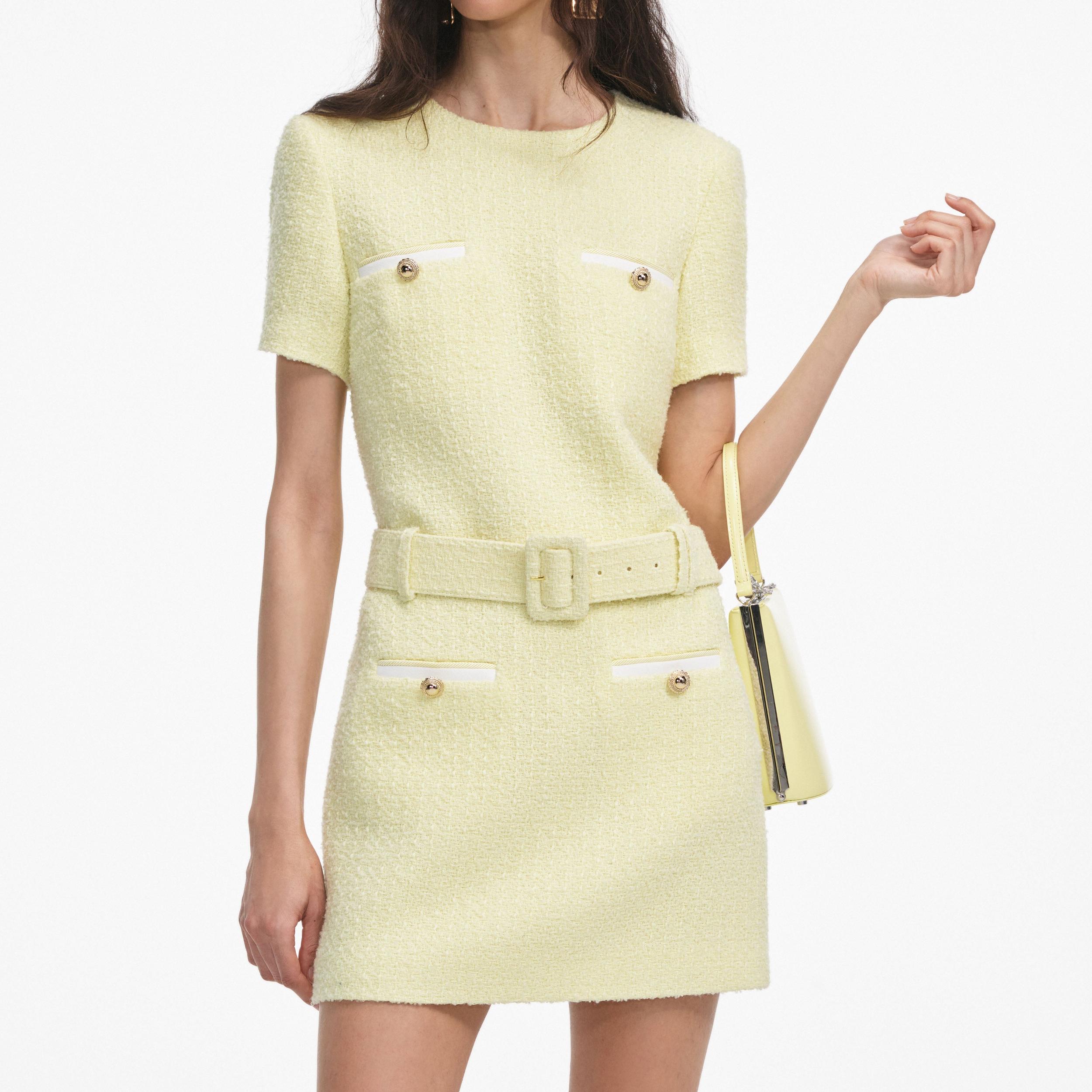 Yellow Boucle Mini Dress Product Image