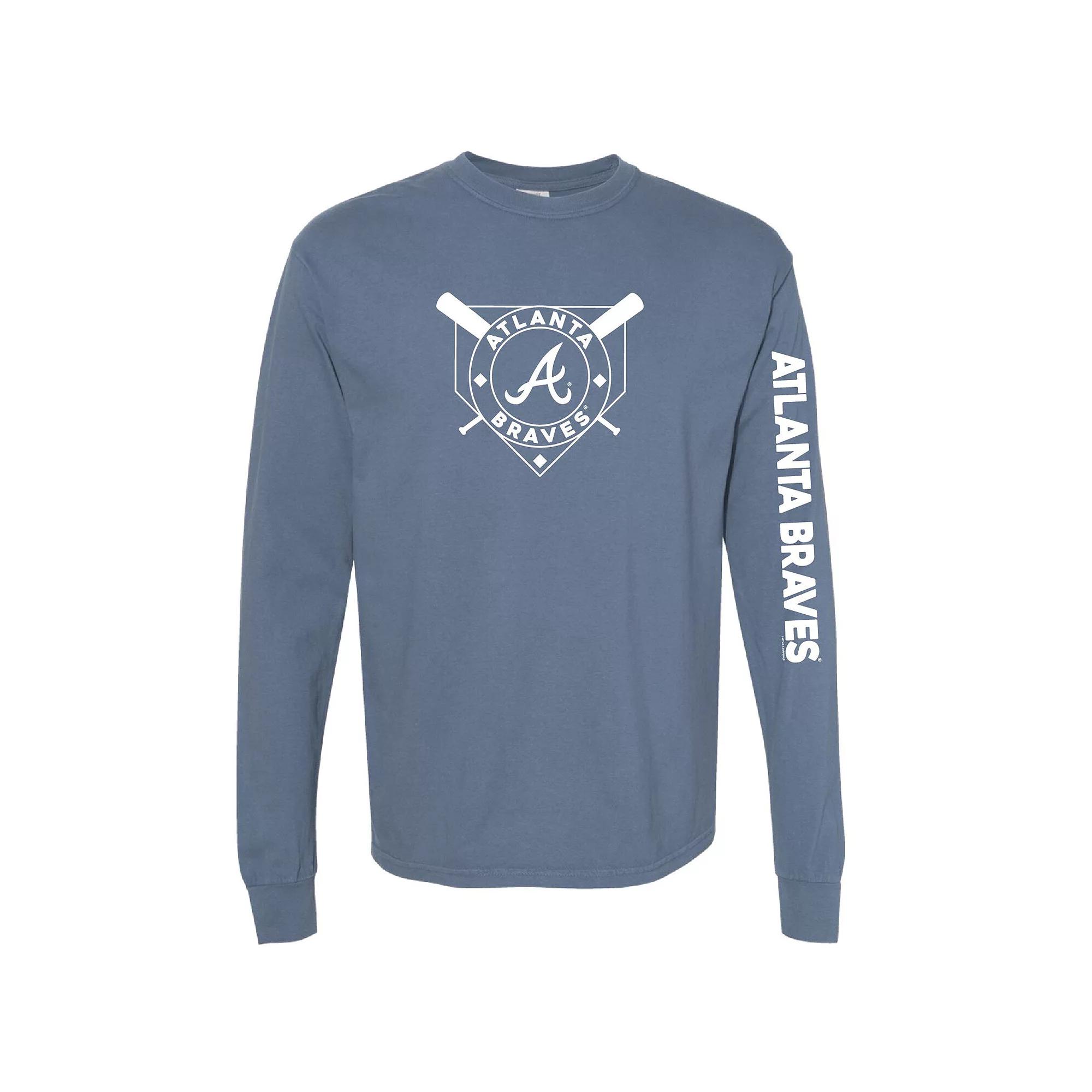 Women's Soft as a Grape Navy Atlanta Braves Pigment Dye Long Sleeve T-Shirt, Size: XL, Blue Product Image