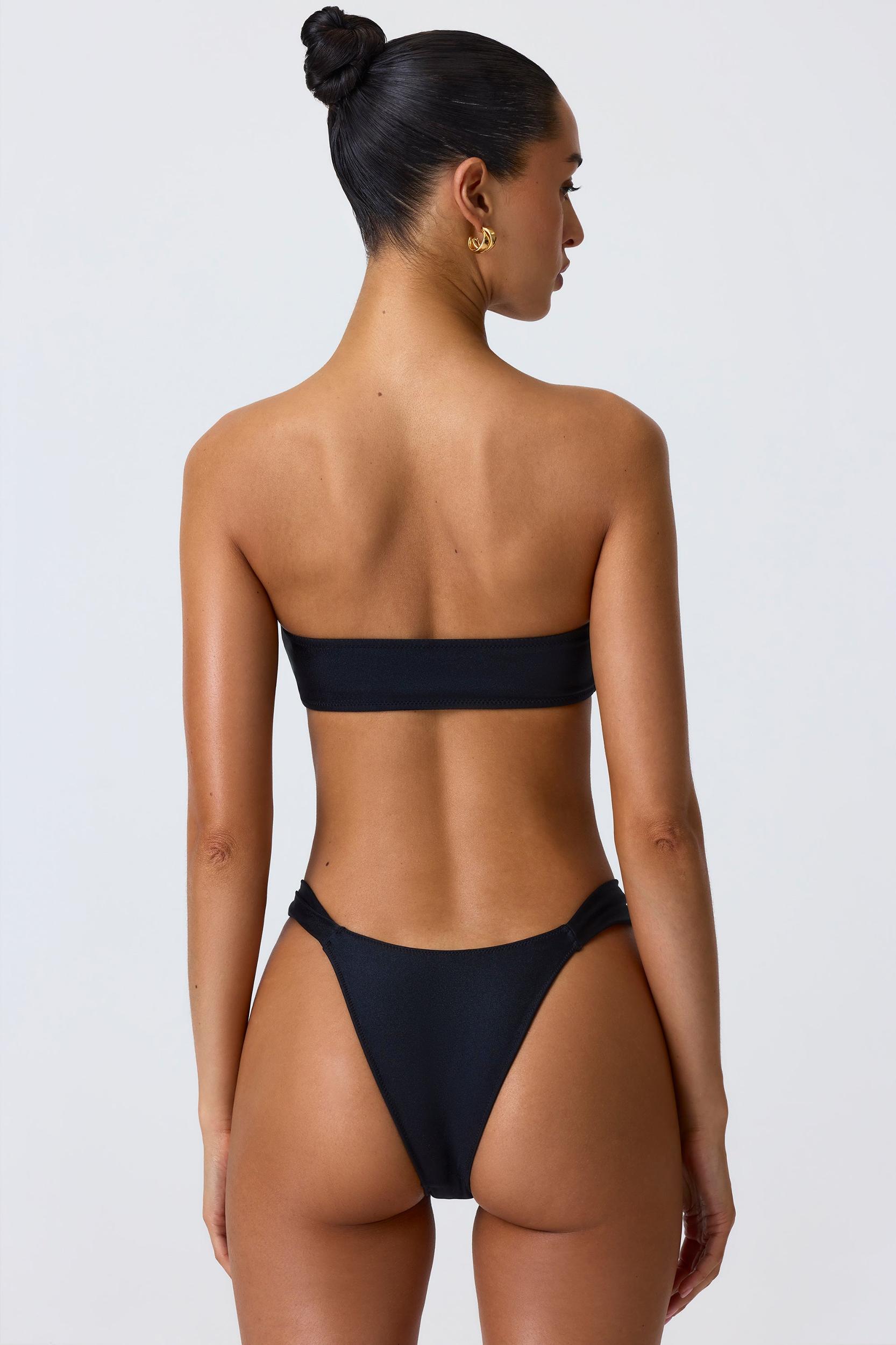 Embellished Cut-Out Bandeau Bikini Top in Black Product Image
