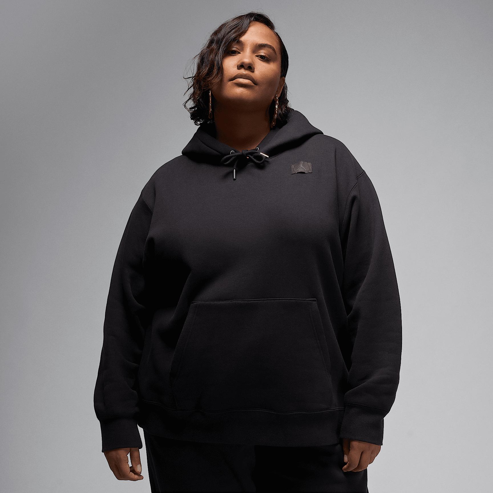 Womens Jordan Flight Fleece Satin-Lined Pullover Hoodie (Plus Size) | FV7052-010 Product Image