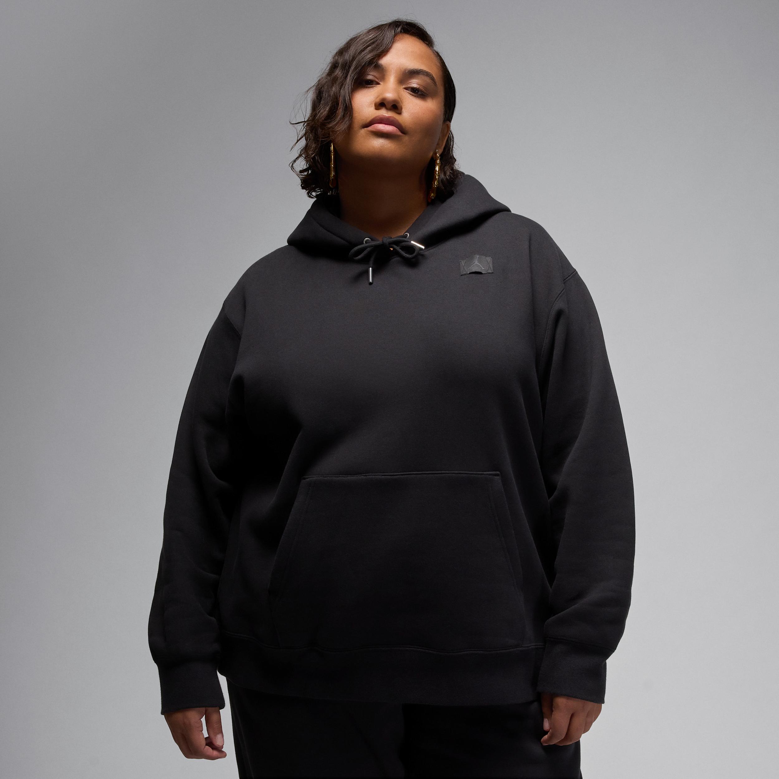 Womens Jordan Flight Fleece Satin-Lined Pullover Hoodie (Plus Size) | FV7052-010 Product Image