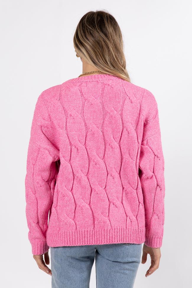 Steer Me Right Pink Oversized Cable Knit Sweater FINAL SALE Product Image