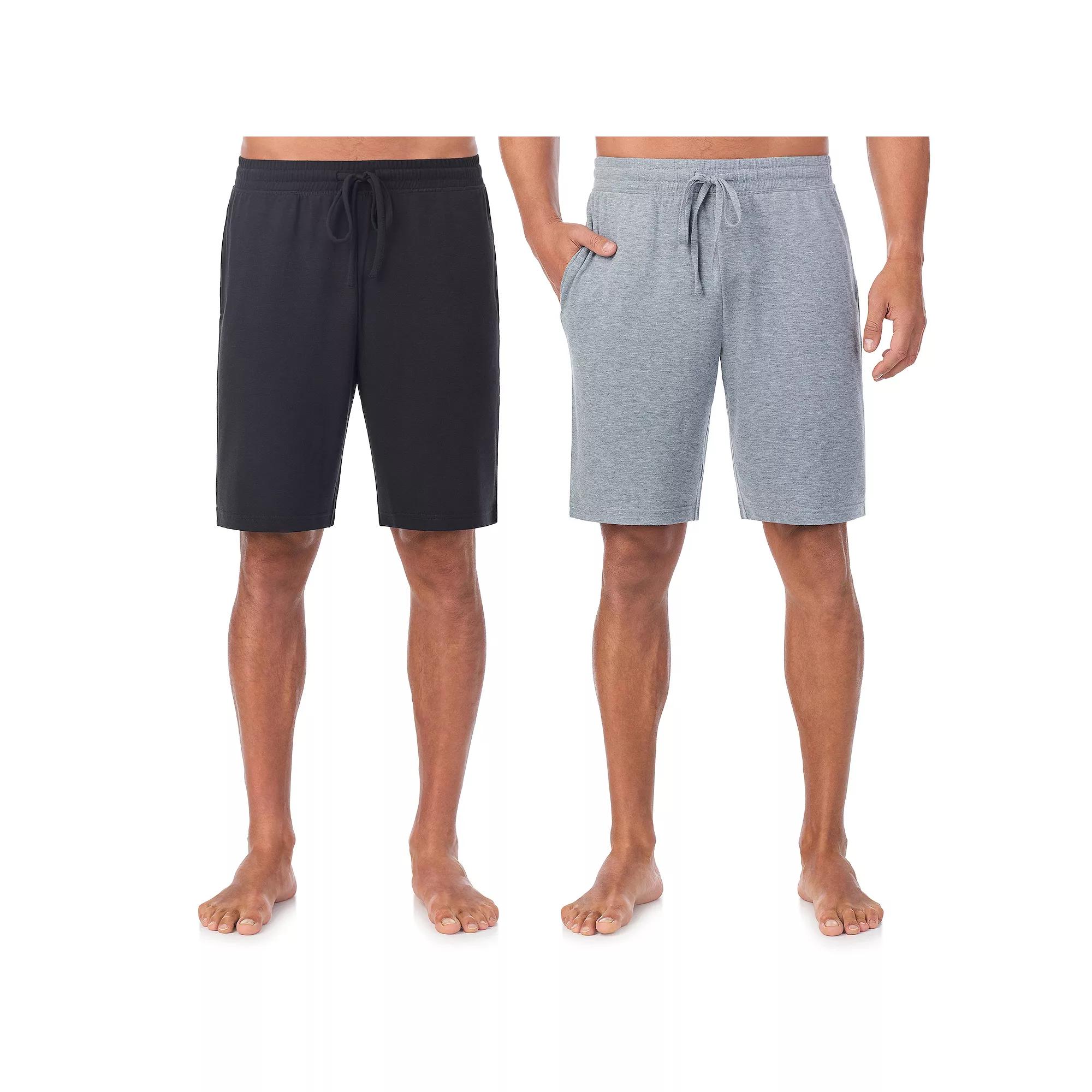 Mens Cuddl Duds 2-Pack French Terry Printed Pajama Shorts Set Grey Green Product Image