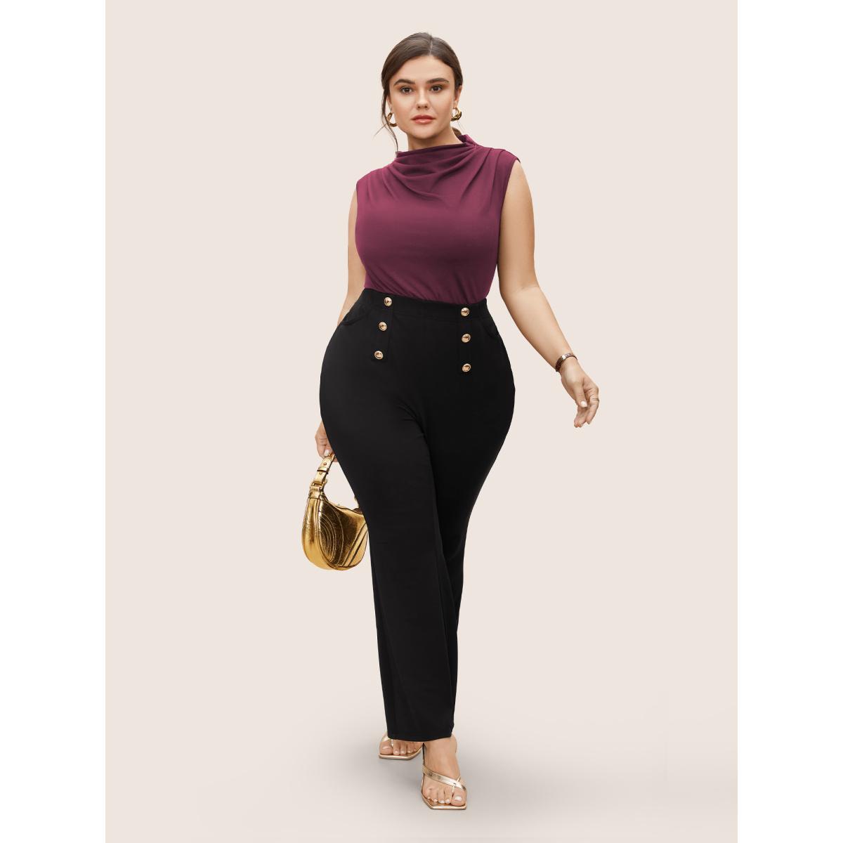 Plus Size Supersoft Essentials Solid Mock Neck Tank Top Women Plum At the Office Pleated Mock Neck Work Tank Tops Camis BloomChic 14-16/1X Product Image