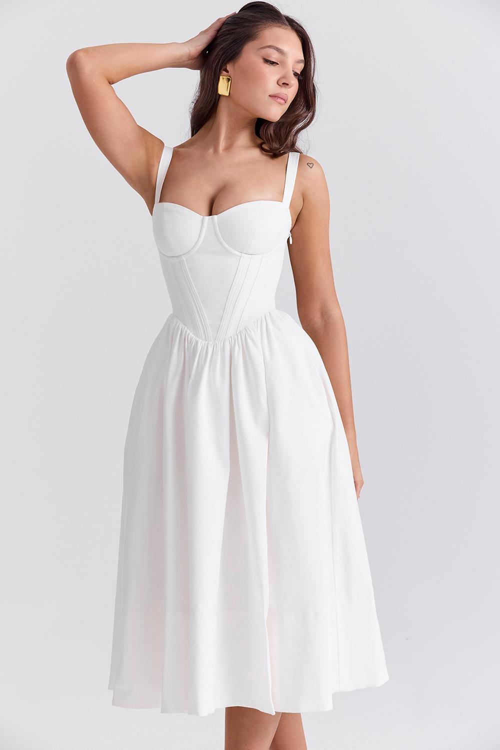 Kelly  white corset midi sundress Product Image