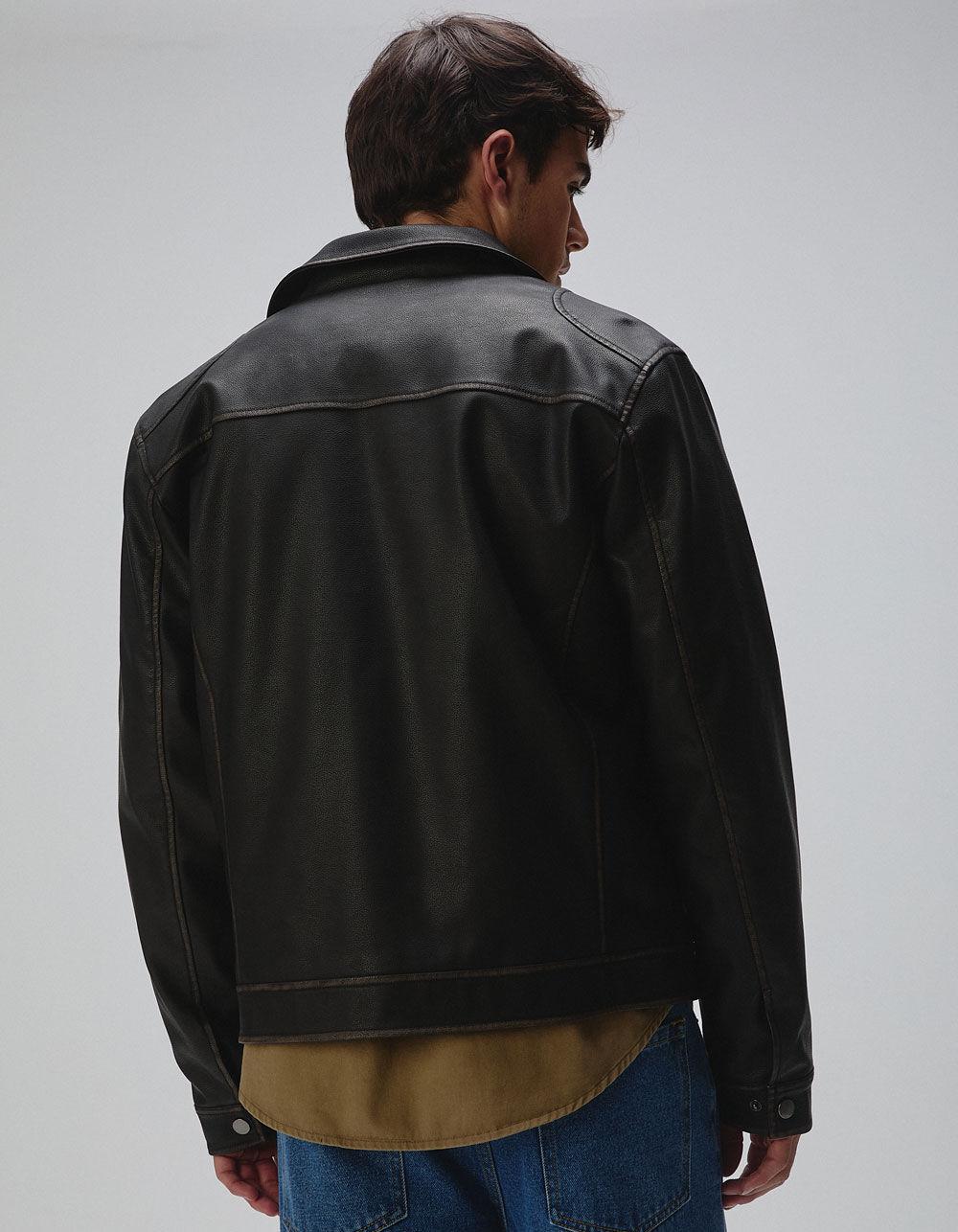 RSQ Mens Vegan Leather Jacket - BROWN Product Image