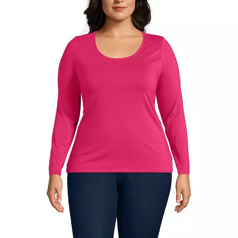 Plus Size Lands' End Lightweight Jersey T-Shirt, Women's, Size: 1XL, Black Product Image