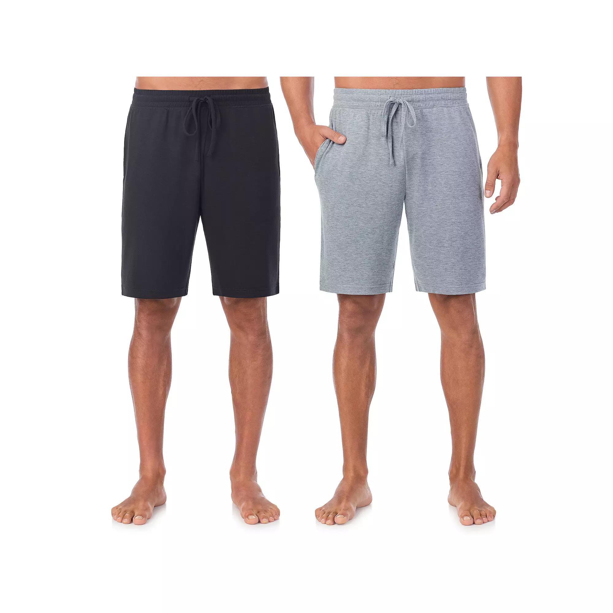 Mens Cuddl Duds 2-Pack French Terry Printed Pajama Shorts Set Grey Green Product Image