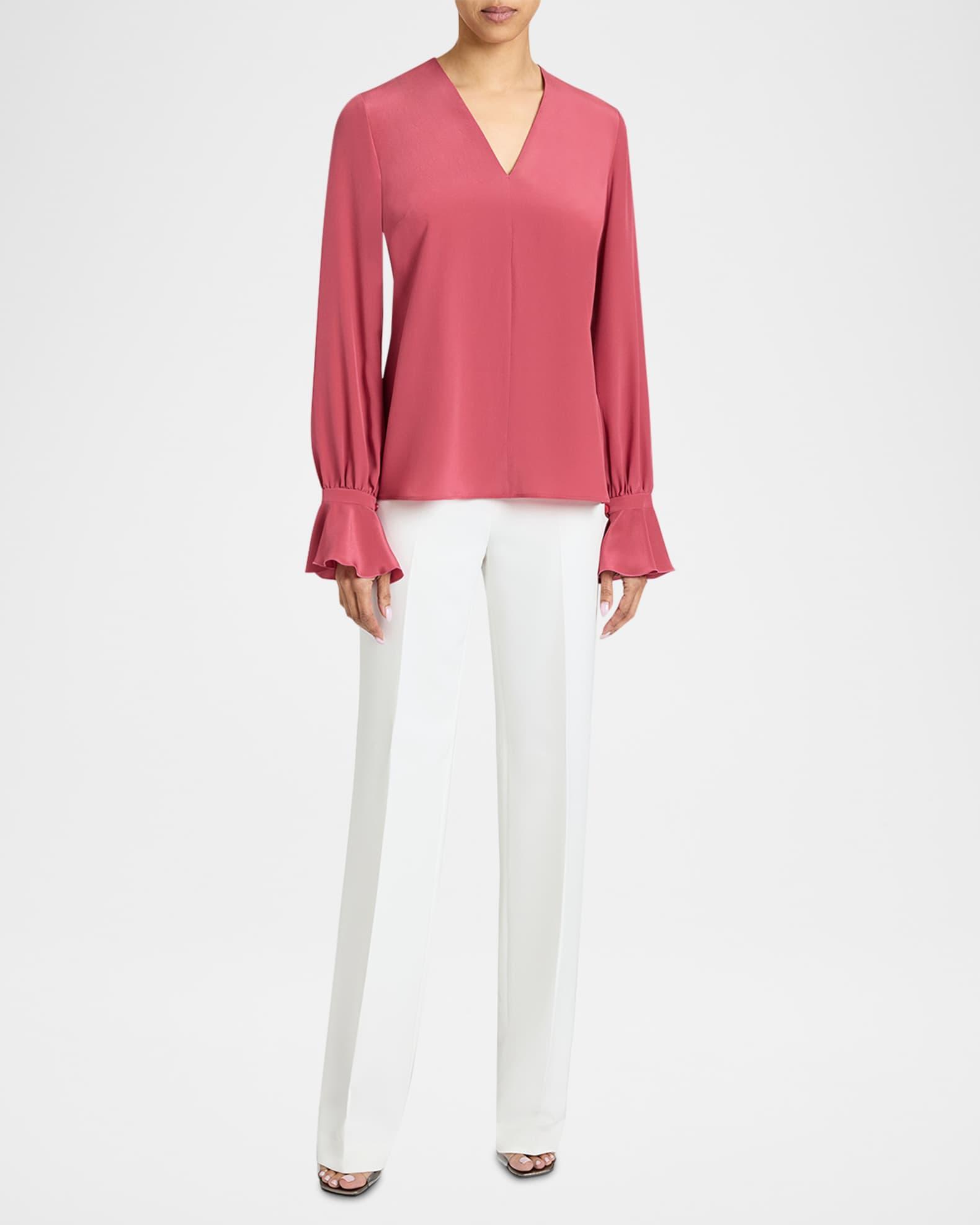 Rue Ruffle-Cuff Silk Crepe De Chine Blouse Product Image
