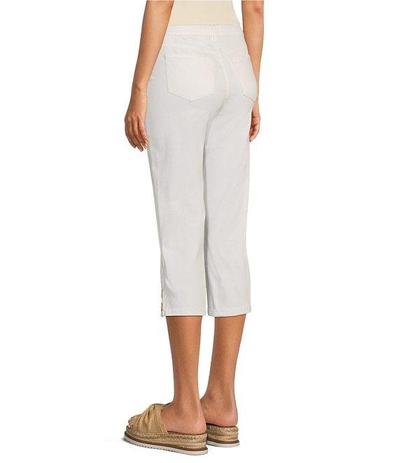 NYDJ Petite Size Marilyn Lift Tuck® Technology Straight Leg Side Button Plackets Hem Crop Jeans Product Image