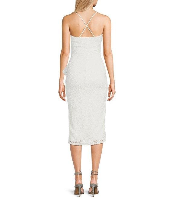 Honey and Rosie Floral Lace Asymmetrical Hem Ruffle Trim Dress Product Image