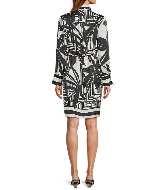 Antonio Melani Odessa Printed Satin Button Front Long Sleeve Dress Product Image