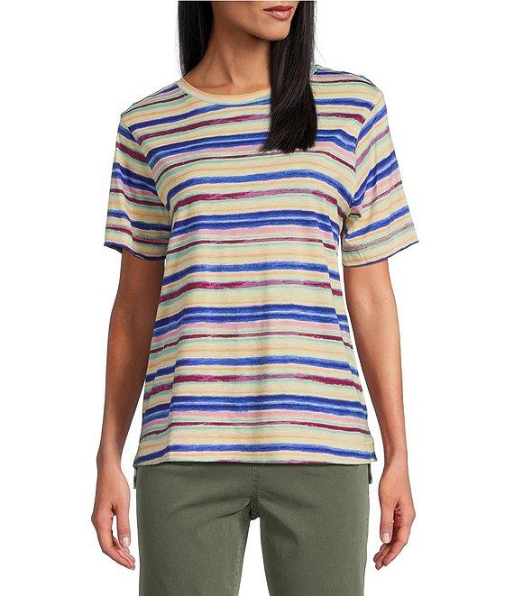 Westbound Coastal Stripe Short Sleeve Crew Neck Top Product Image