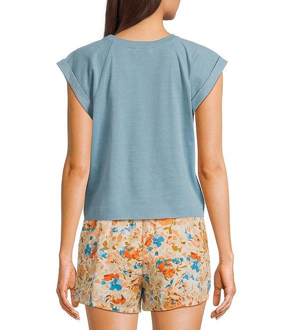 Sadie & Sage Cuff Short Sleeve Ribbed Knit Pullover Top Product Image