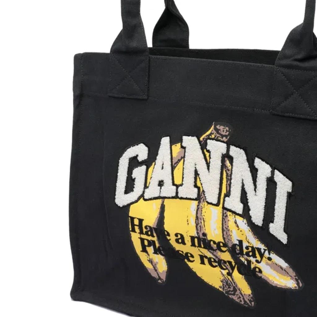 GANNI Banana Print Large Tote Bag In Black Product Image