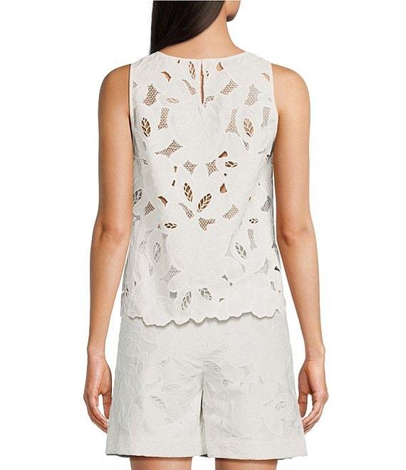 BOSS By Hugo Boss Berodi Broderie Anglaise Lace Round Neck Sleeveless Top Product Image