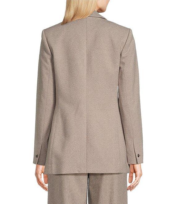 Calvin Klein Novelty Herringbone Notch Lapel Long Sleeve One-Button Jacket Product Image