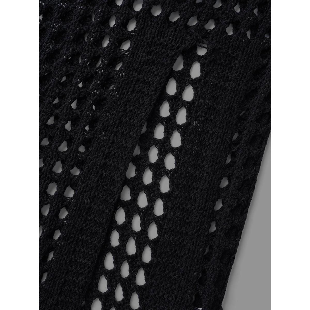 Plus Size Cut-Out Split Side Hem Swim Cover Up Women's Swimwear Black Beach Loose Cut-Out Curve Swim Cover Ups BloomChic 14-16/1X Product Image